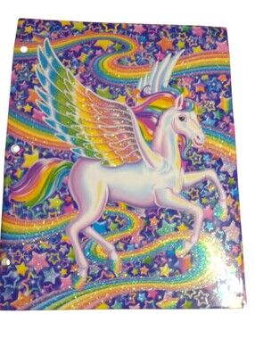 Lisa Frank Skye Unicorns Rainbow Winged Unicorn Portfolio School Folder